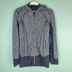 Lululemon Daily Practice Full Zip Black White Hoodie Jacket Size 8